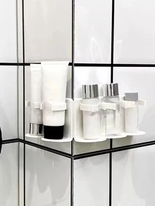 1 件多功能壁挂式收纳架，浴室收纳架，免钻展示架，带浴室用品收纳盒，柜门后置物架，可放置护手霜、牙膏和洗面奶，壁挂式浴室架 - 白色 - 查看 7