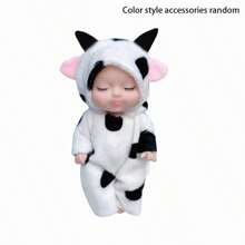 迷你重生婴儿娃娃/逼真的硅胶娃娃，用于安抚儿童，随机颜色/款式配件，适合女孩、男孩、幼儿和儿童，非常适合幼儿园毕业、圣诞节和生日礼物 - 彩色 - 查看 10