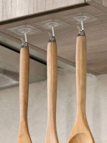 10pcs Acrylic Transparent Hooks, Suitable For Kitchen And Bathroom