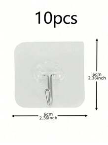 10pcs Acrylic Transparent Hooks, Suitable For Kitchen And Bathroom