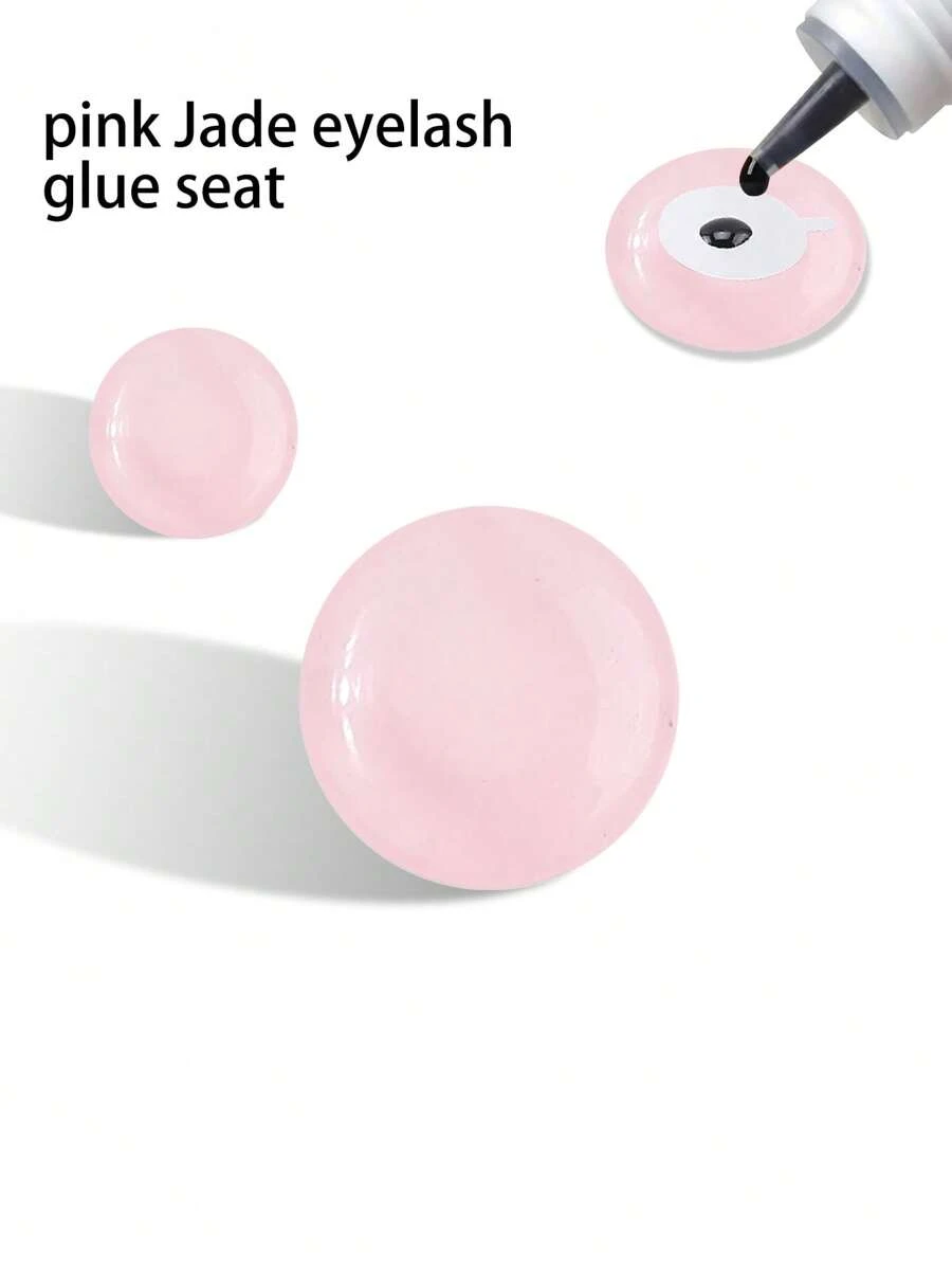 klimonla 1pc Small Glue Pallet Eyelashes Extensions Jade Stone Drop Shipping Pink  Useful False Eye Lashes Glue Pad Holder Makeup Tools - Pink - View 1