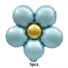 5pcs Matte Finish 5-Petal Flower Shaped Aluminum Foil Balloons, Retro Color Floral Birthday Party Decoration, Christmas - Multicolor - View 13