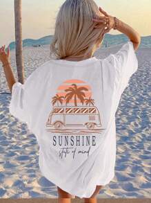 เสื้อยืดคอกลม แขนสั้น พิมพ์ลาย เหมาะสำหรับวัยรุ่น ชุดล่างแบบสบาย ๆ สำหรับฤดูร้อน - สีขาว - ดู 6