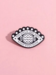 1pc Children's Student Eye Shape English Letters Creative Cartoon Brooch Pin Party Daily Wear Gift - White - View 1