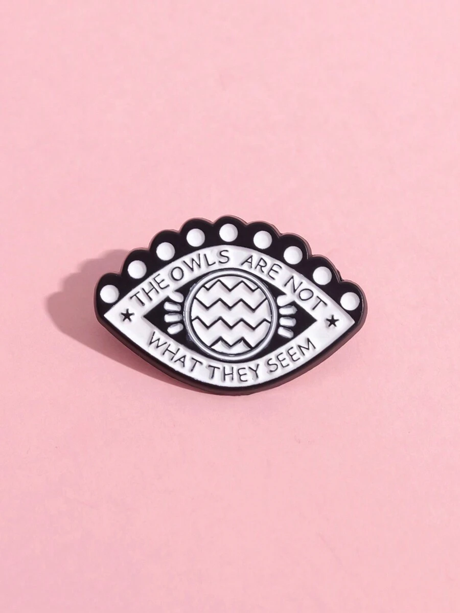 1pc Children's Student Eye Shape English Letters Creative Cartoon Brooch Pin Party Daily Wear Gift - White - View 1