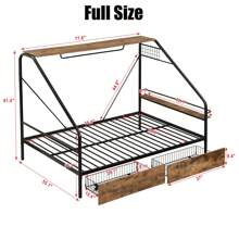 MERAX Metal Frame Platform Bed With Clothes Rack, Storage Shelves And 2 Drawers, Black ,Twin Size Or Full Size - 黑色 - 查看 13
