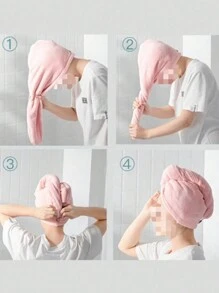 1 pièce Bonnet de séchage pour cheveux épaissi en molleton de corail, mignon cache-tête pour bain, serviette de séchage rapide pour cheveux pour une utilisation à la maison, adapté pour la vie quotidienne
