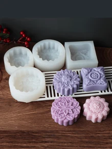 3D Circular Flower Soap Silicone Mold Classic Patterns Round Flower Soap Candle Resin Making Tool DIY Handmade Gift - White - View 10