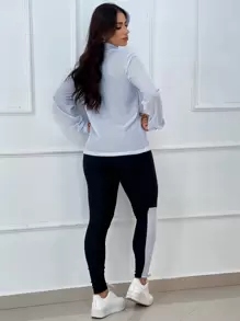 3 Piece Set Fitness Kit Bomber Jacket + Top + Pants - White - View 4