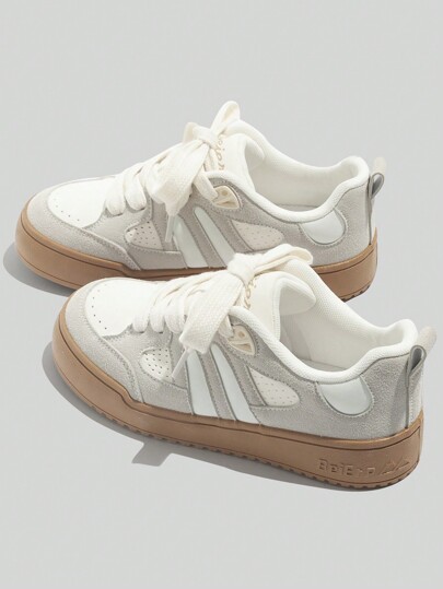 BEIER Chaussures décontractées pour femmes  à semelle en caoutchouc BEIER, nouvelles chaussures blanches au printemps et en automne pour un usage quotidien, avec découpe