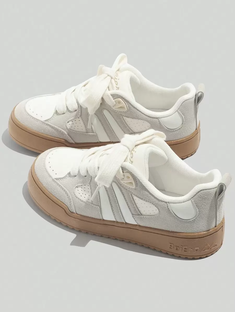 BEIER Zapatos casuales de mujer con suela de goma y cuero sintético, nuevos zapatos blancos para uso diario en primavera y otoño, zapatillas para mujeres