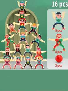 16入組兒童塑料積木玩具平衡積木遊戲，桌面親子互動拼圖平衡積木高度 - 彩色 - 查看 9