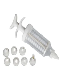 Icing Tube Set Kit For Confectionery Tubes Sweet Cake Decorator One Tube And 08 Pastry Nozzles - trắng - Xem 3