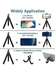 1入組迷你柔軟海綿章魚手機三腳架，直播攝影海綿小腳架，適用於所有手機，章魚架戶外自拍工具，隨時隨地解放雙手，旅行的好幫手 - 彩色 - 查看 3