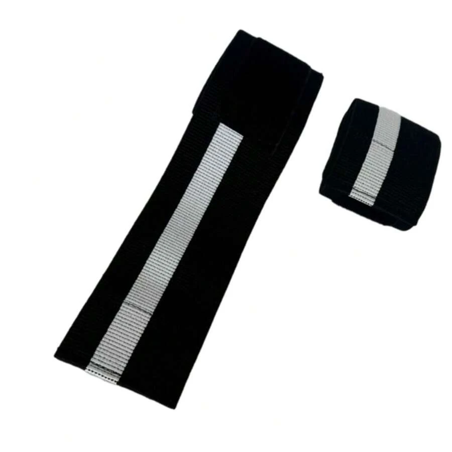 Vendas para Rodilla, Knee Wraps, Soporte para las rodillas, Pesas, Crossfit, - Blanco y Negro - Ver 1