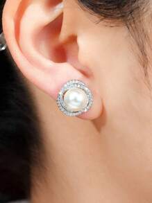 1 Pair Kids Pretty Cubic Zirconia Stud Earrings For Girls Gifts For Daily Decoration For Party Jewelry Birthday Gift - 1# - View 7