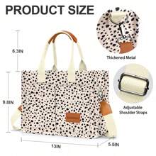 Canvas Tote Bag For Women With Pockets Crossbody Bag Tote Shoulder Handbags Casual Work Bags Everything Tote Bag - 豹紋 - 查看 2