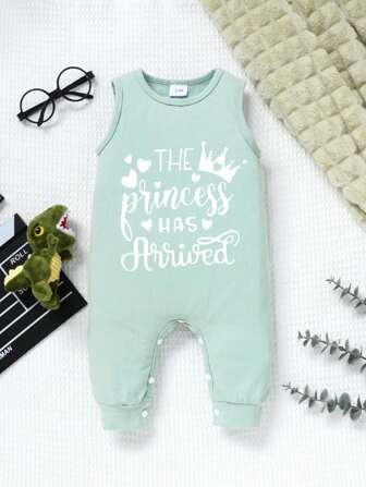 Mono sin mangas con estampado de letras para bebé nuevo de verano