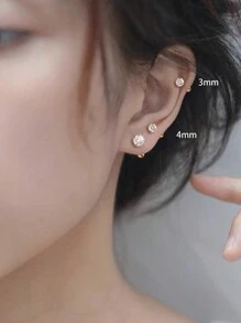 3pcs/Set Golden Ear Bone Stud Earrings For Women