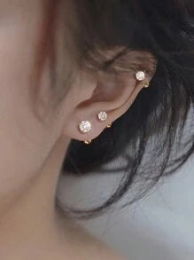 3pcs/Set Golden Ear Bone Stud Earrings For Women