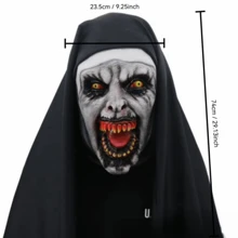 恐怖吓人乳胶女鬼脸面具，万圣节派对用品时尚出口产品（乳胶产品略有气味属正常现象） - 黑色 - 查看 6