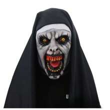 恐怖吓人乳胶女鬼脸面具，万圣节派对用品时尚出口产品（乳胶产品略有气味属正常现象） - 黑色 - 查看 1