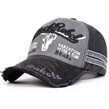 1pc Men's Letter Washed Baseball Cap, Adjustable Distressed Outdoor Sun Hat, Suitable For Casual Wear, Spring/Autumn Travel, Beach, Party - Multicolor - View 15