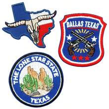 3 Miếng dán cờ Texas, Trắng và xanh đỏ, Huy hiệu sắt thêu để trang trí quần áo DIY, Phong cách hoạt hình Hippie Punk Rock, Lý tưởng cho việc đạp xe ngoài trời, May vào áo sơ mi, Túi xách, Mũ, Giày, Áo khoác, v.v. - Nhiều màu - Xem 1