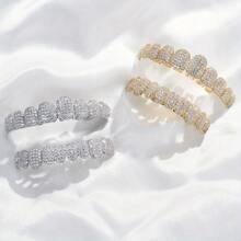 1 PC Hip Hop Cubic Zirconia Teeth Grills 10 Teeth Top Bottom Grills Dental Mouth Punk Tooth Caps Cosplay Rapper Jewelry - Multicolor - View 1