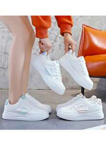 Zapatillas de deporte de fondo grueso de la moda del centenar de las mujeres, zapatos planos transpirables cómodos ocasionales, hombres y mujeres que usan las zapatillas de deporte - Azul - Ver 8