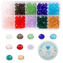 200 hạt pha lê 8mm Vòng đeo tay Bicone Hạt thủy tinh có mặt đàn hồi pha lê 10 màu Cầu vồng Loose Craft Hạt cho vòng tay Vòng cổ Bông tai Móc khóa trang sức Làm túi hoa Hạt trang trí cho trang trí đám cưới - 200 chiếc + thun - Xem 9