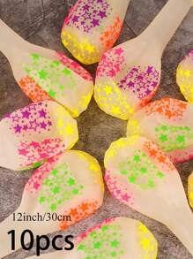 Neon Glow Balloons Neon Stars/Dot Balloons Glow In Blacklight Black Light Fluorescent Neon Latex Balloons For Birthday Wedding Glow Party Supplies,Christmas