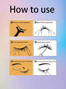 7 Pairs/Set D Curl Natural Looking Transparent Stem Cross False Eyelashes 5-13mm, Suitable For Work, Daily Use, School, Date, And Vacation
