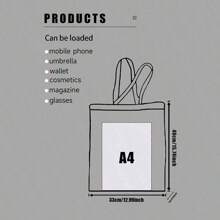 1pc Custom Canvas Tote Bag, Personalized Photo/Name/Scenery/Illustration Print, , Lightweight Large Capacity Shoulder Handbag,Back To School Essential - Multicolor - View 5