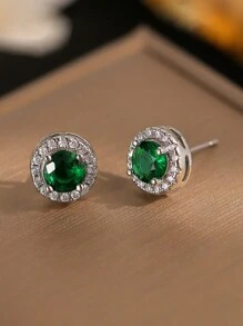 jealous young 1 Par de Brincos Redondos Clássicos com Pedra de Nascimento de Zircônia Cúbica em 12 Cores para Mulheres e Meninas, Brinco Luxuoso de Presente de Joias de Volta às Aulas para Casamentos, Noivados, Aniversários e Festas.