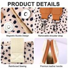 Canvas Tote Bag For Women With Pockets Crossbody Bag Tote Shoulder Handbags Casual Work Bags Everything Tote Bag - 豹紋 - 查看 3