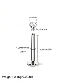 1颗16G极简主义锆石耳钉，316L不锈钢材质，适用于耳垂、耳骨、唇部穿孔，女士日常配饰 - 方晶鋯石耳環 - 查看 10