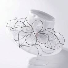 1 chiếc mũ rộng vành bằng lưới organza hoa cao cấp dành cho nữ, nhẹ và thoáng khí, thanh lịch và thời trang, thích hợp để sử dụng hàng ngày và du lịch Mũ cao bồi Mũ cao bồi Halloween - Nhiều màu - Xem 19