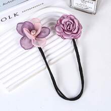 Rose Flower Hair Clip Bun Maker Set, Slouchy Style Hair Accessories Styling Tools For Buns - Pink - View 9
