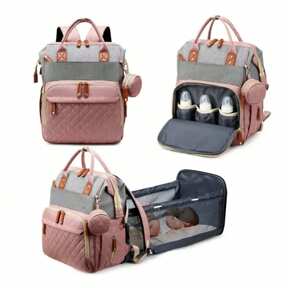 1pc Fashion Mummy Bag, Multi-Function Diaper Bag With Baby Bed Straps, Large Capacity