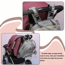 1pc Fashionable Multifunctional Mom Bag, Large Capacity Diaper Bag, Portable Travel Mother And Baby Organizer Bag - Grey - View 4