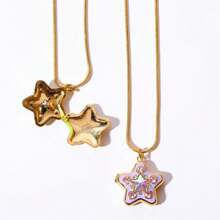 1PC  Dopamine Heart-Shaped Pentagram Necklace Suitable For Campus Friend Parties - Multicolor - View 8