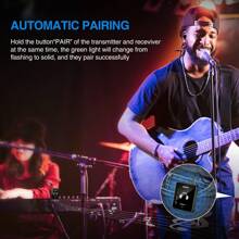 LEKATO MS-1 無線入耳式監聽系統，2.4G立體聲無線IEM系統，帶有腰包傳送器和接收器，自動配對，適用於錄音室、樂隊彩排、現場表演等 (黑色) - 黑色 - 查看 5