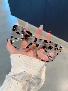 1 Par de Óculos de Leitura Vintage Femininos, Armação com Estampa de Onça, Dobradiças de Mola Confortáveis, Lentes de Alta Definição de PC, Óculos de Leitura para Computador +1.0 a +4.0, Design de Armação Completa Unissex, Adequado para Leitura, Escritório, Uso Diário - transparente - Visão 3