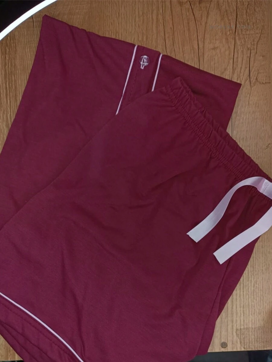 Women Pajama Sets - 酒紅色 - 查看 1