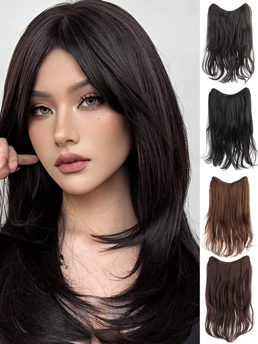 22 Inches U-Shaped Hair Extension Synthetic Hair Long Straight Clip In Hair Extensions Wig Pieces For Women - Multicolor - View 1