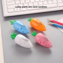 1pc Random Color Cartoon Mini Carrot Shaped Pencil Sharpener Portable Cute Primary School Student Stationery - Multicolor - View 5