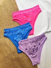 Kit 3 Children Girls Comfort Fabric Panties - 彩色 - 查看 7