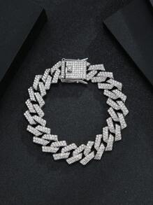 1pc European And American Style Classic Hip-Hop 16mm Full Rhinestone White Rhinestone Rhombus Pendant With Chain - Multicolor - View 7