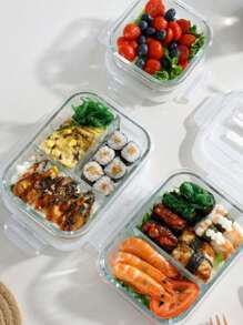 1pc Microwave Can Heat Glass Lunch Boxes For Office Workers, Lunch Boxes For Refrigerators, And Large Capacity Fresh-Keeping Bowls With Rice And Meal Boxes,Kitchen,Christmas Gift - Multicolor - View 13